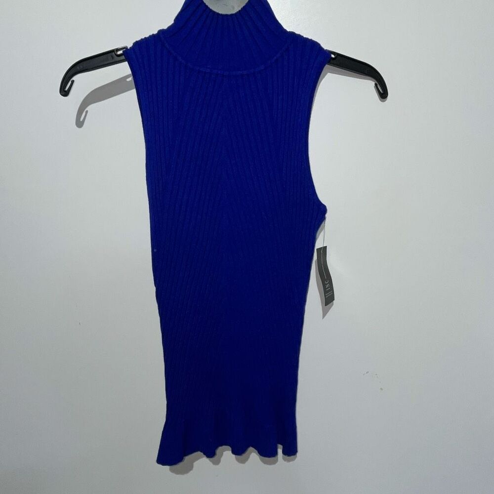 INC International Concepts Women's Blue Mock Neck Sleeveless Knit Top Small NWTβ